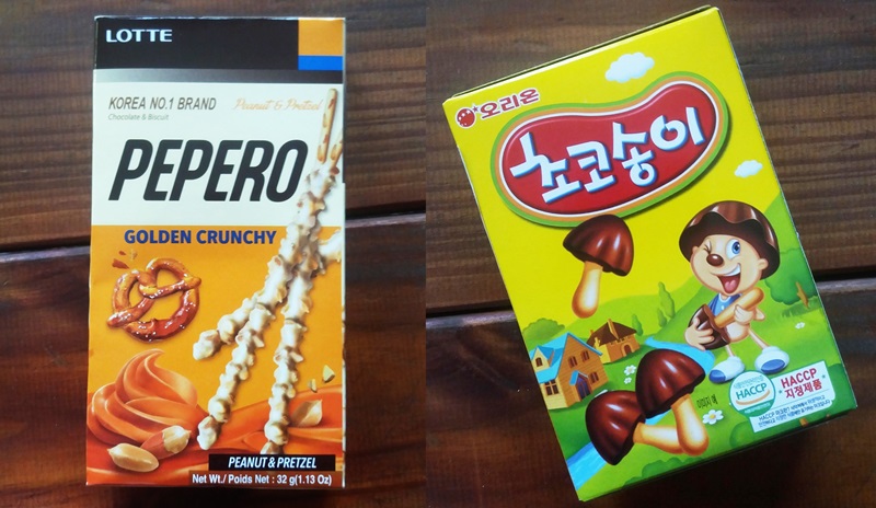 Pepero Golden Crunchy, de maní y pretzel (izda.) y Chocoboy: snack dulce con cacao. | Cecilia Bristot